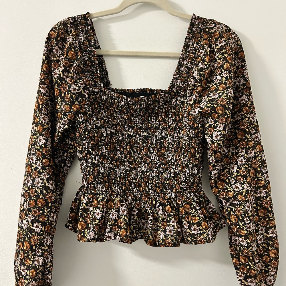 Floral Smocked Peplum Top